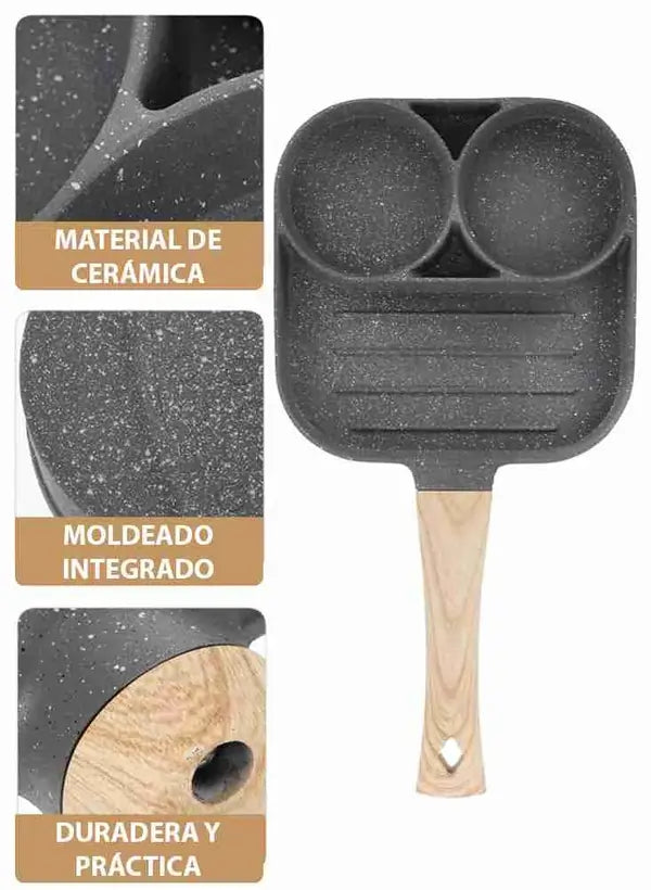 CookMaster® 🍳¡Cocina más, limpia menos!🍴Sartén Antiadherente de 3 Puestos👨🍳