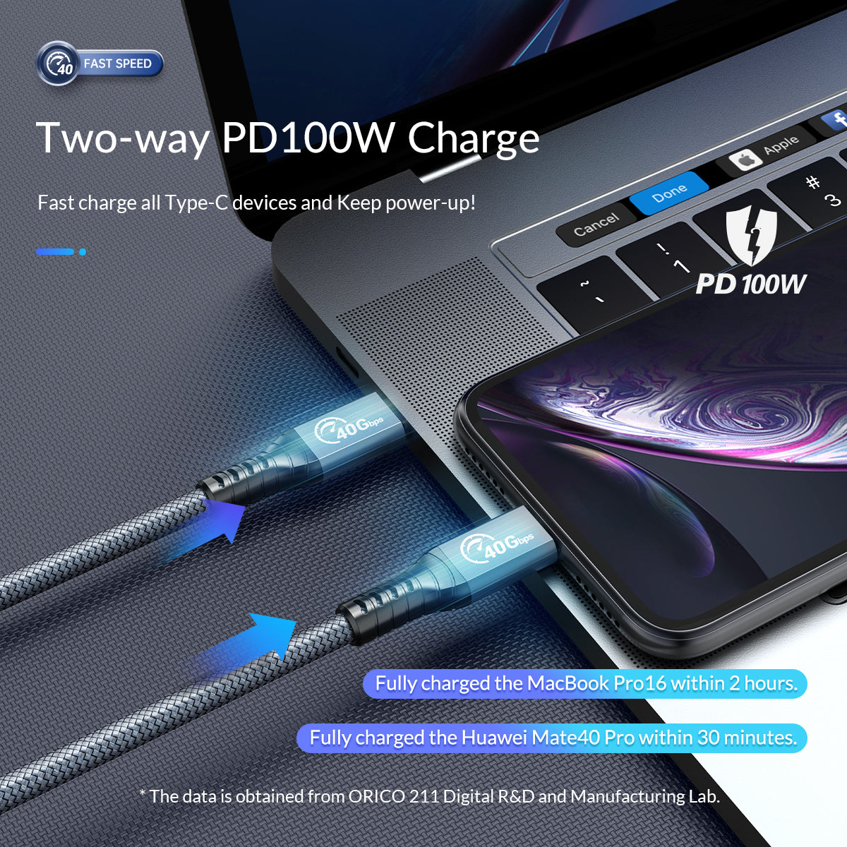Cable de datos Thunderbolt 4 ORICO